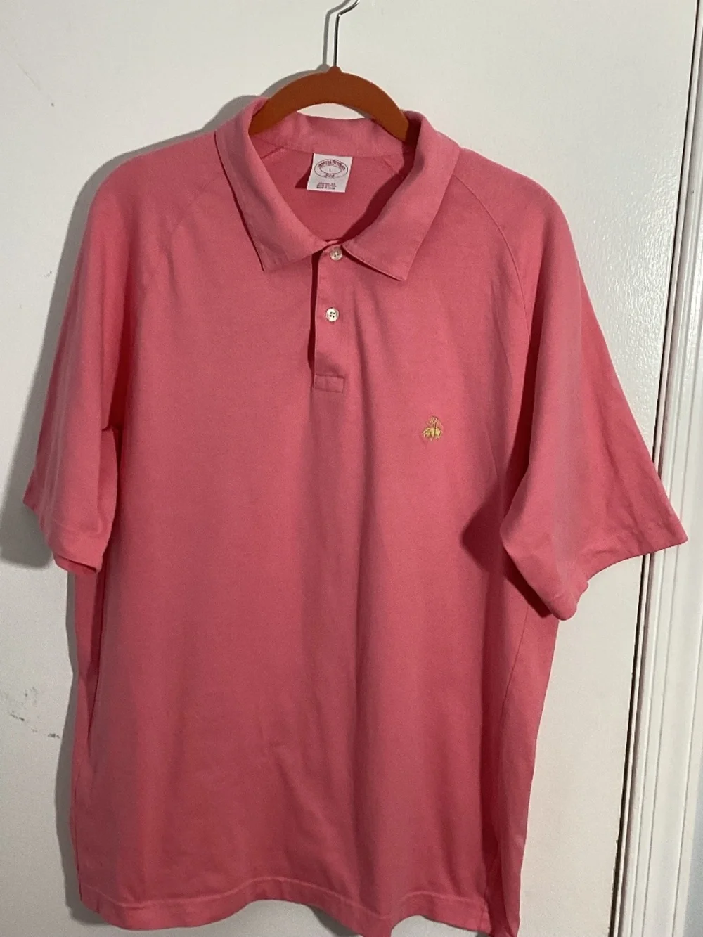 BROOKS BROTHERS 346 LARGE ORIGINAL FIT SALMON PINK POLO SHIRT SHORT SLEEVE - Picture 1 of 8